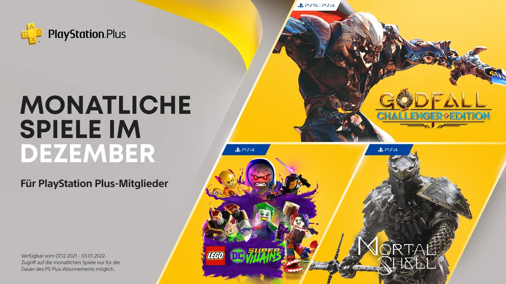 PlayStation Plus in December with Godfall, Lego DC Super-Villains and Mortal Shell • JPGAMES.DE