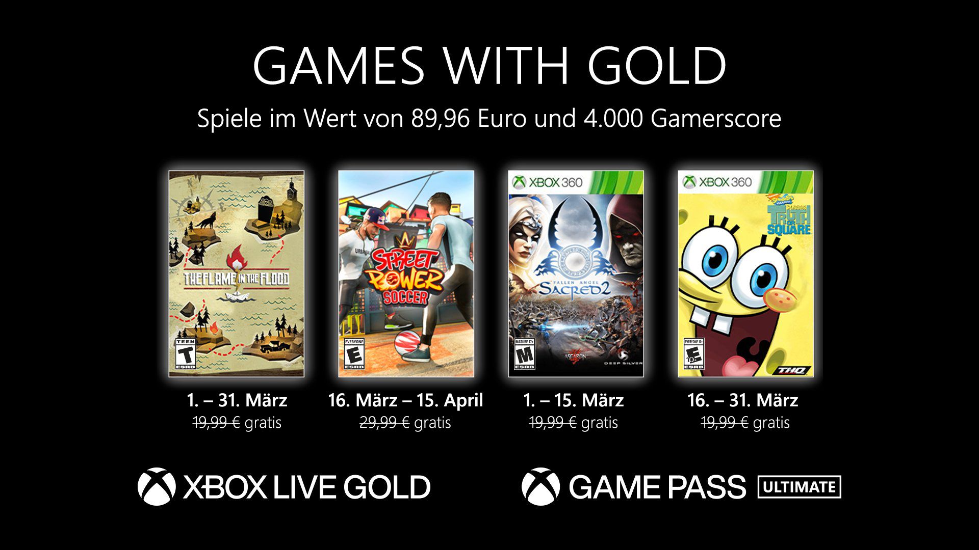 Games with Gold im März mit Sacred 2, Spongebob und diesen weiteren Games •  JPGAMES.DE