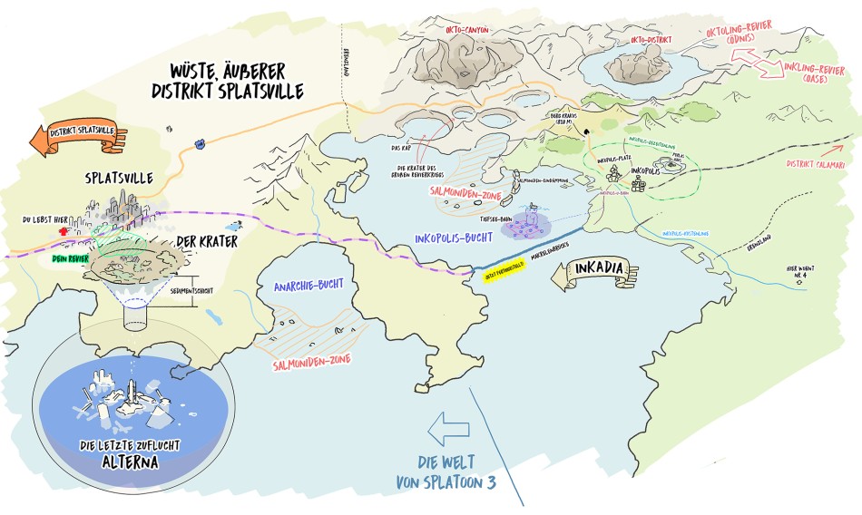 #Splatoon 3: Macher zeigen Teil der Weltkarte, welche Gesamtbild der ersten drei Teile ergibt