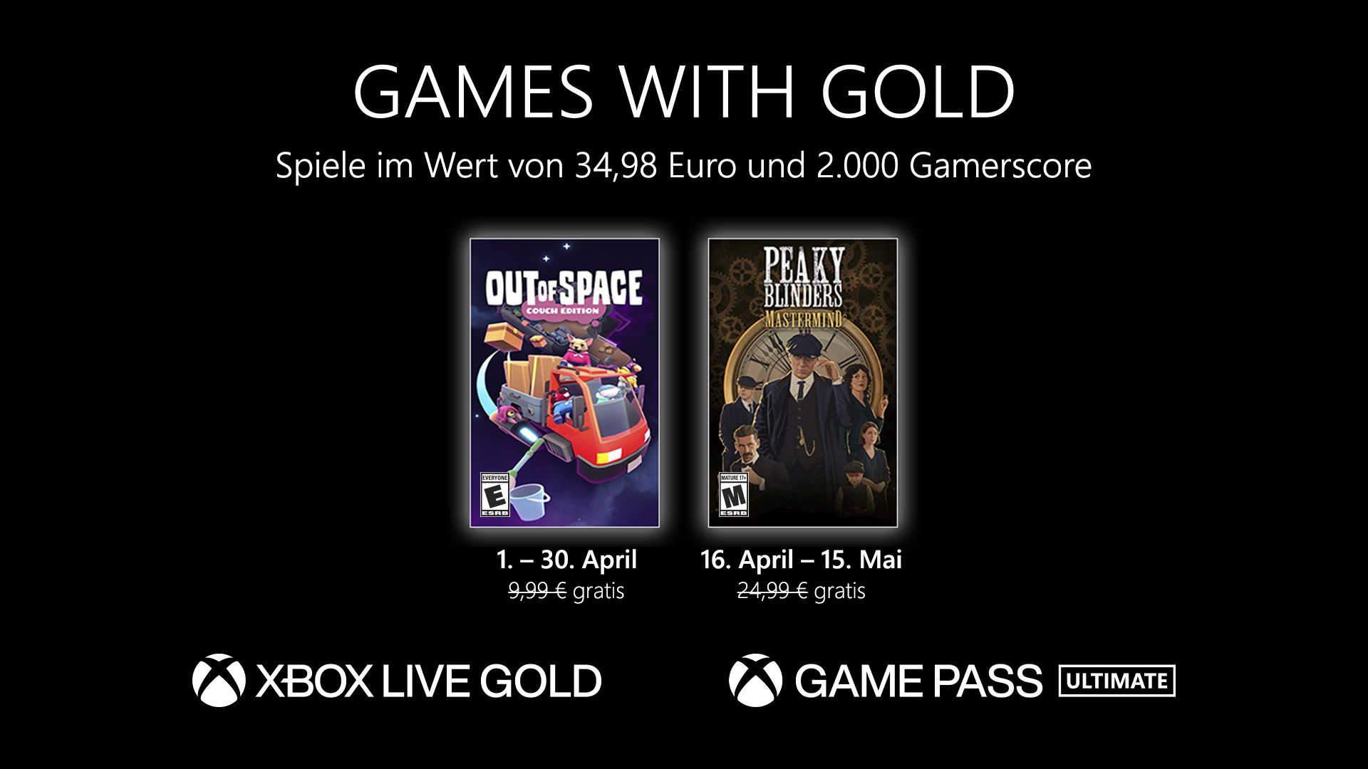 #Games with Gold im April mit Out of Space: Couch Edition und Peaky Blinders