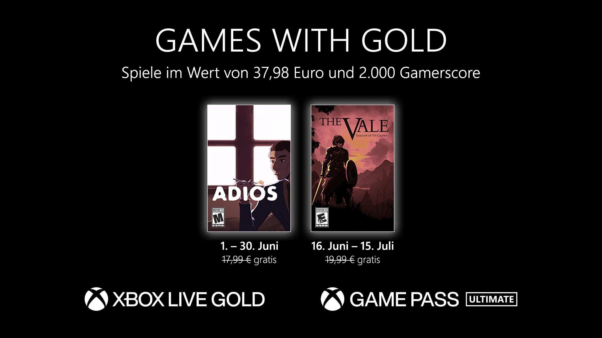 #Games with Gold im Juni 2023 mit Adios und The Vale: Shadow of the Crown