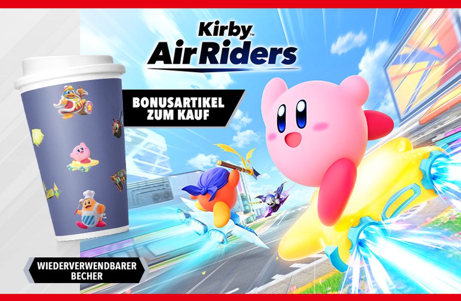 Becher und Plüschis: Schnappt euch jetzt die Boni und Bundles zu Kirby Air Riders