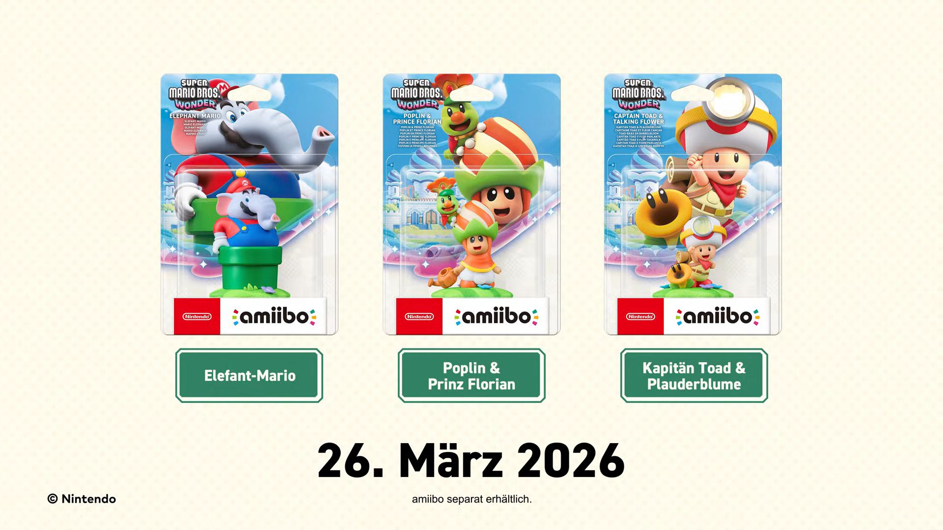 Jetzt vorbestellen: Sichert euch die neuen amiibo zu Elefant-Mario, Kapitän Toad und Co.